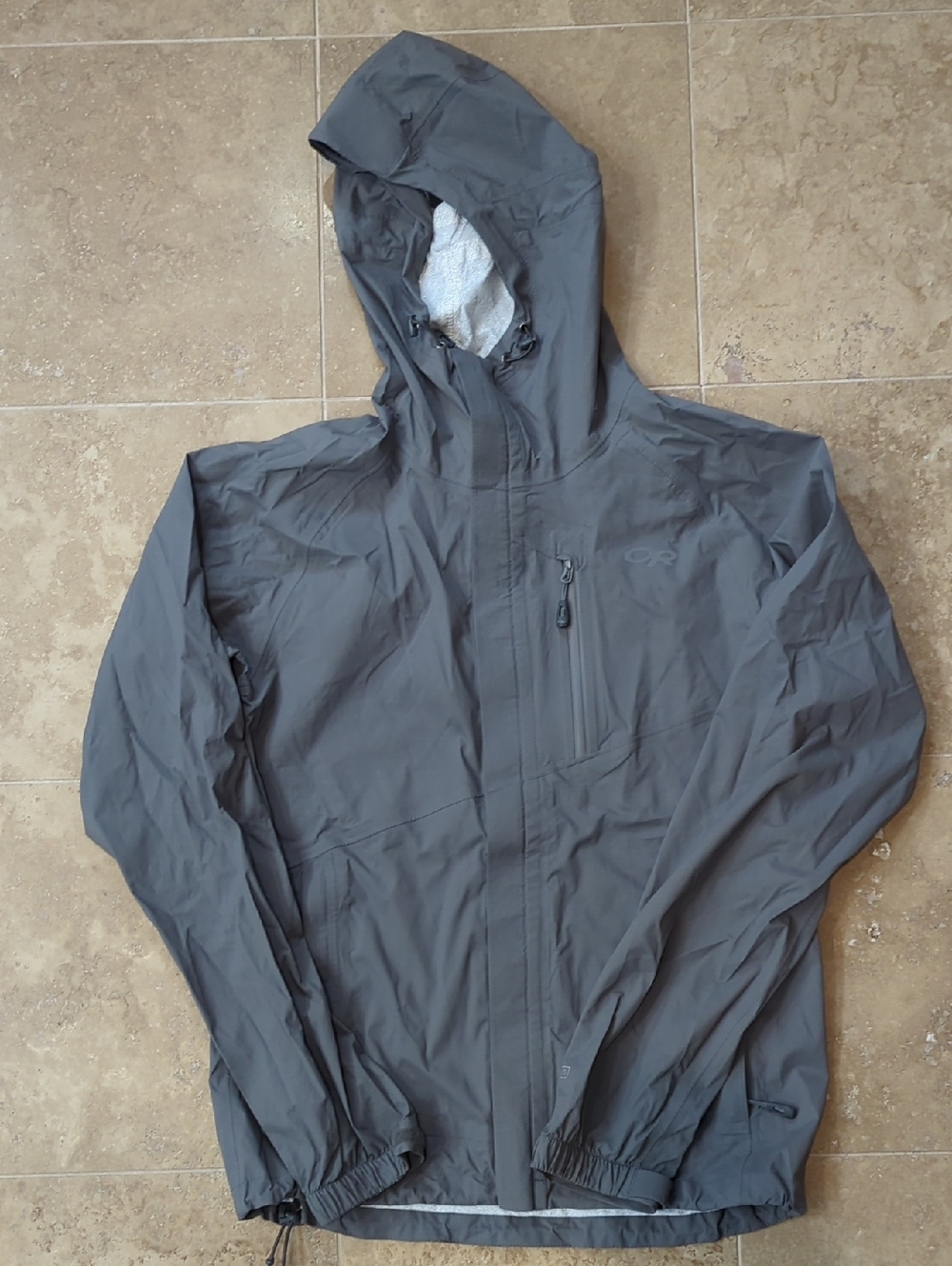 Outdoor Research Men's Medium Gray Hooded Raincoat